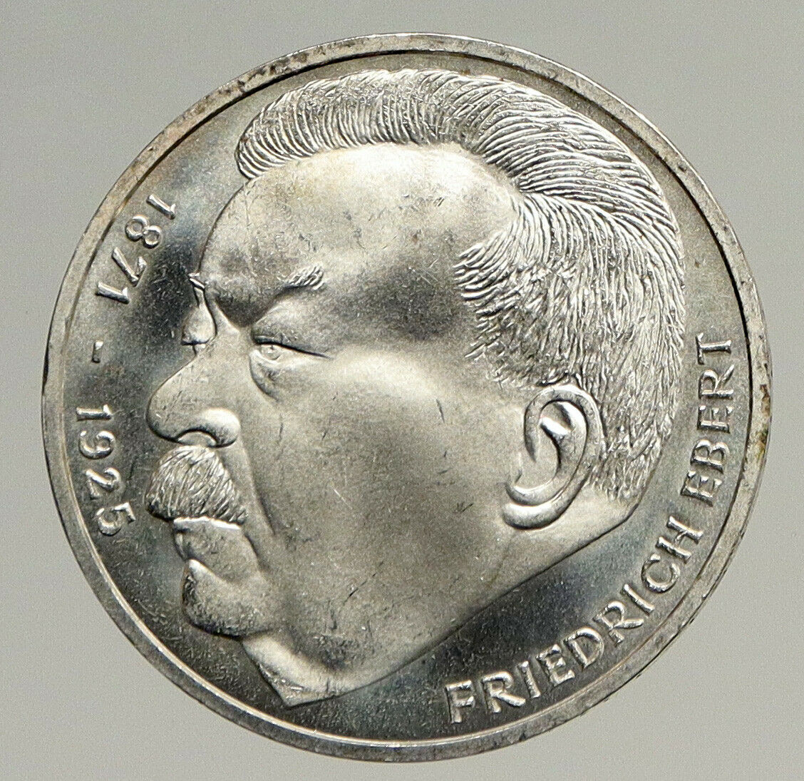 1975 J GERMANY Politician Friedrich Ebert Antique OLD Silver 5 Mark Coin i94111