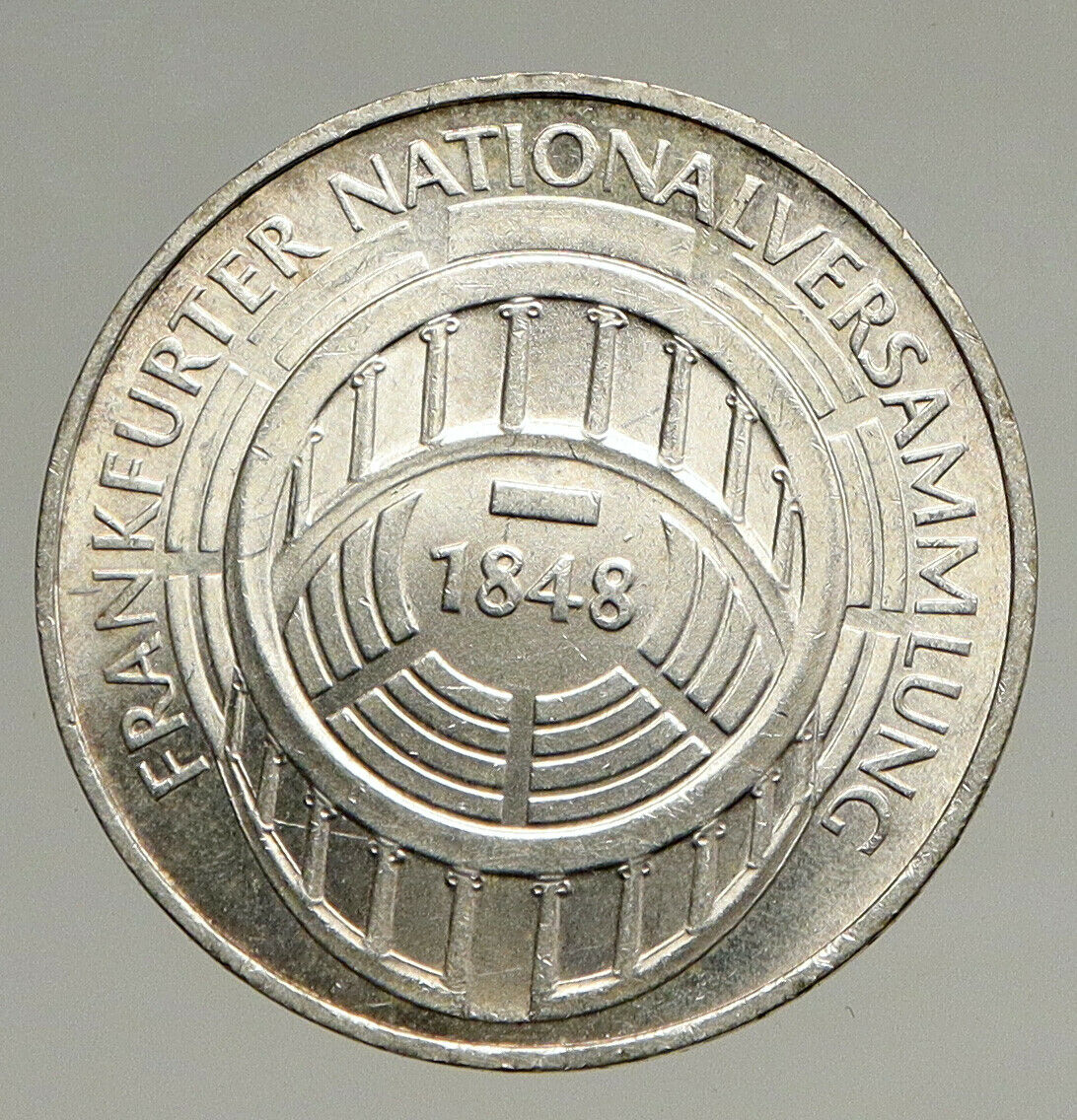 1973 G GERMANY FRANFURT PARLIAMENT BUILDING Old Silver 5 Mark German Coin i94104