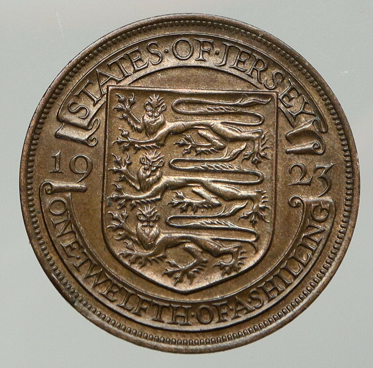 1923 JERSEY under UK King George V Shield OLD Vintage 1/12 Shilling Coin i92619