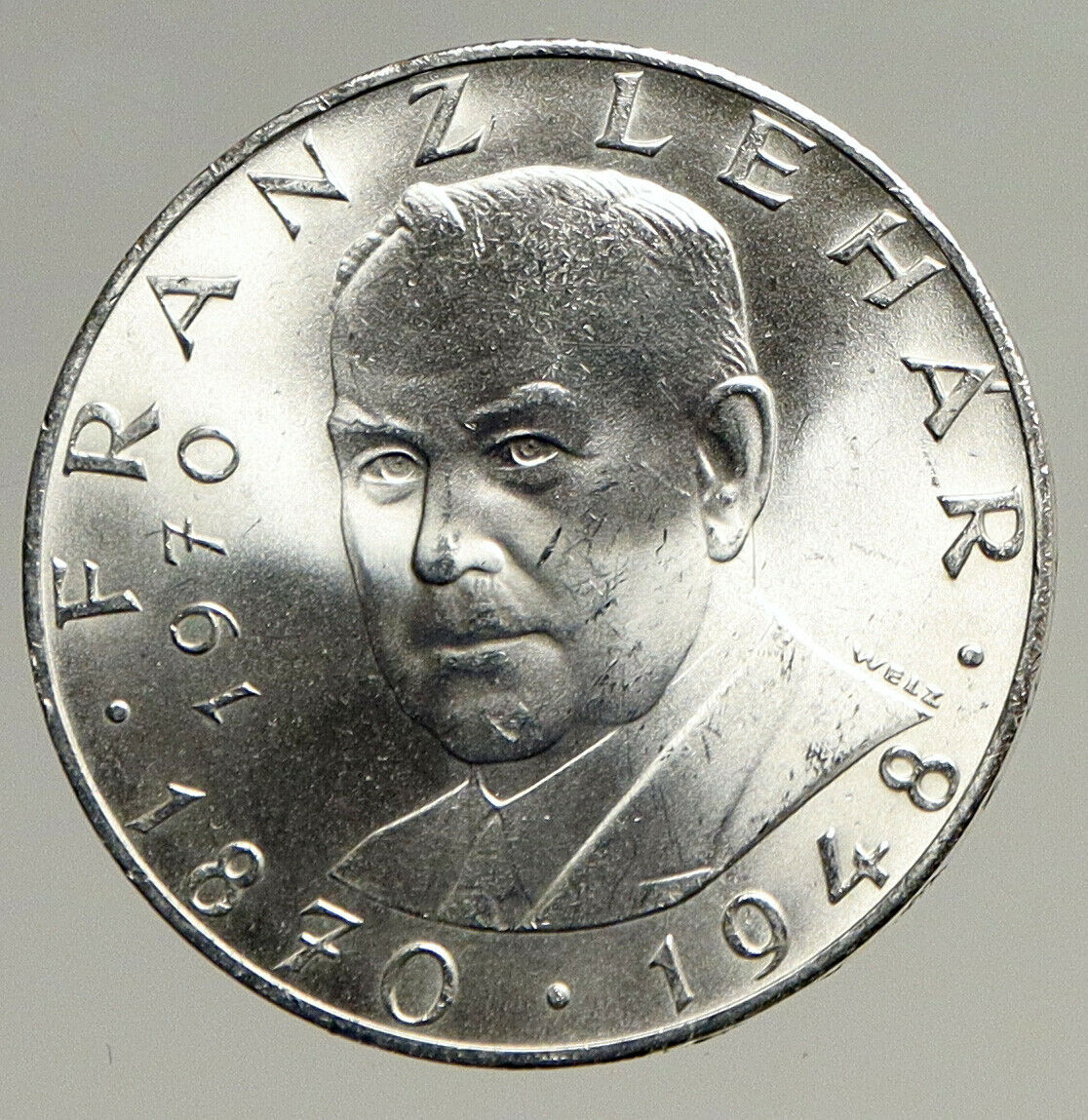 1970 AUSTRIA Franz Lehar Hungarian Composer Silver 25 Shlng Austrian Coin i94109