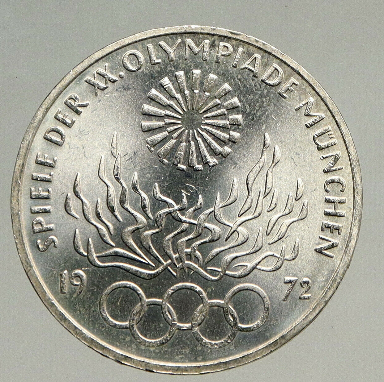 1972 Germany Munich Summer Olympic Antique Vintage Silver 10 Mark Coin i94106