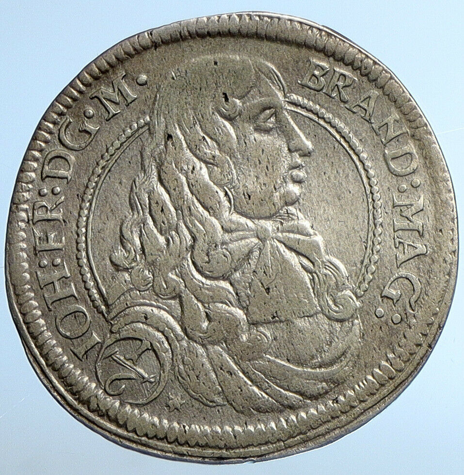 1678 GERMAN STATES John Friedrich BRANDENBURG ANSBACH Silver 1/6 Th Coin i110798