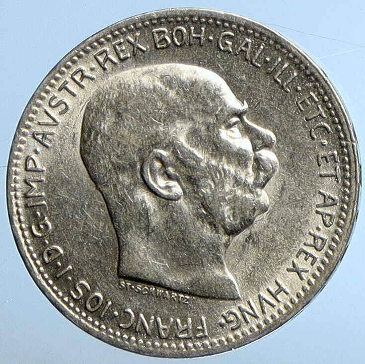 1915 AUSTRIA w KING FRANZ JOSEPH I Eagle VINTAGE Old Silver Corona Coin i110810