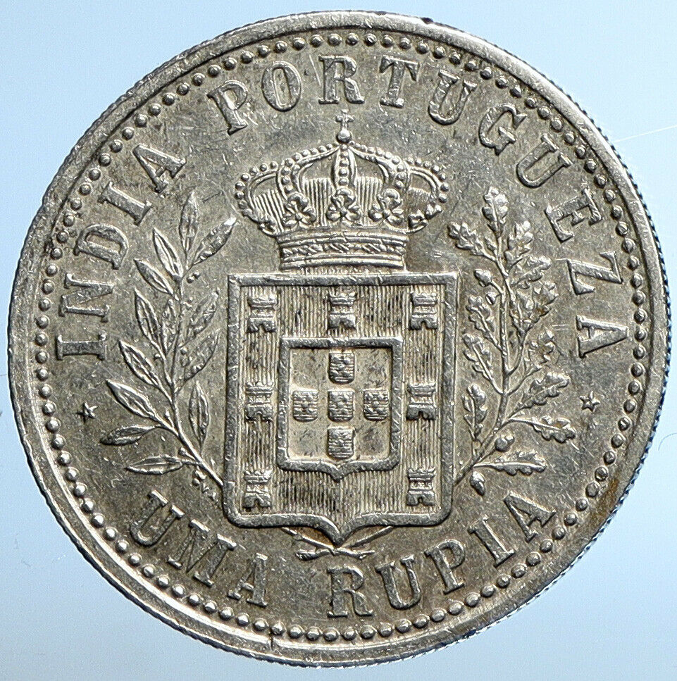 1903 INDIA PORTUGESE PORTUGAL King Carlos I Genuine Silver Rupia Coin i110802