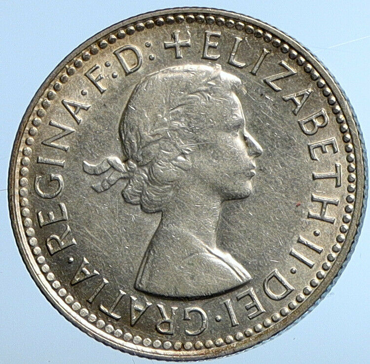 1960 AUSTRALIA UK Queen Elizabeth II of Silver Shilling Vintage Coin RAM i110786