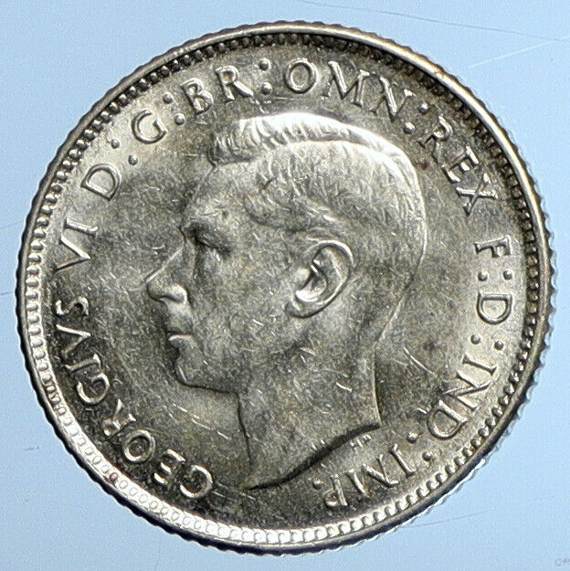 1943 D AUSTRALIA King George VI Kangaroos Antique Silver Sixpence Coin i110787