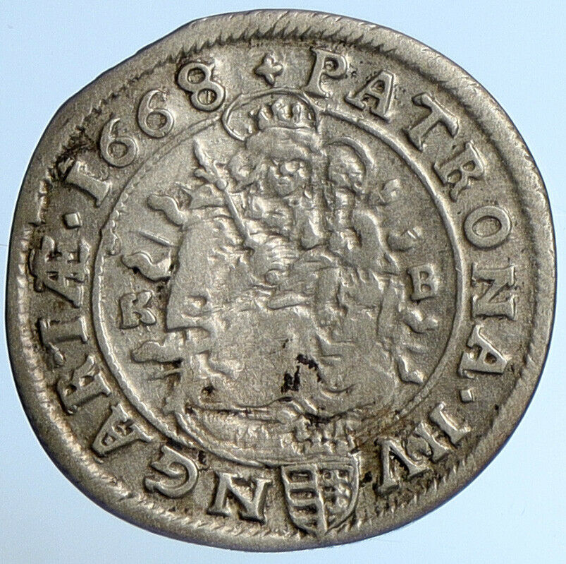 1668 HUNGARY KING Leopold I MADONNA JESUS 6 Krajcar Antique Silver Coin i110793