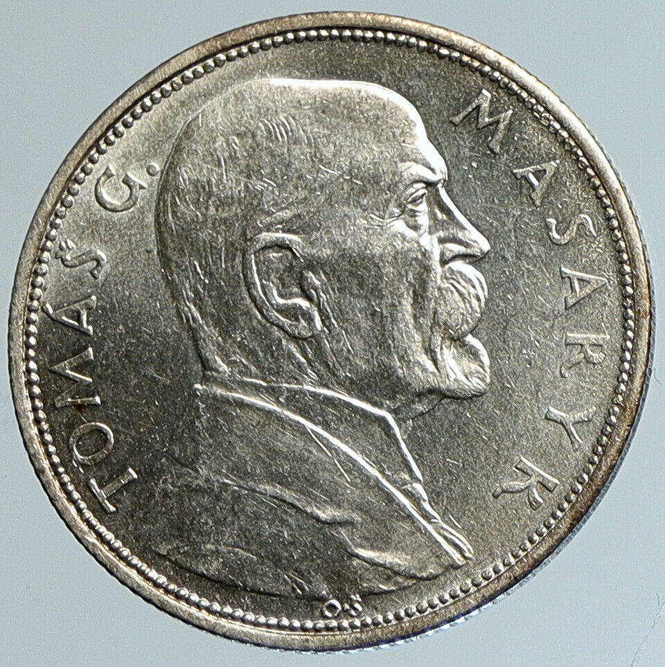 1928 CZECHOSLOVAKIA President Masaryk ANTIQUE Proof Silver 10 Korun Coin i110770