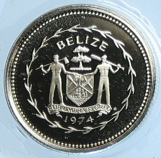 1974 BELIZE Avifauna Long-tailed HERMIT BIRD Proof Silver 10 Cents Coin i110785