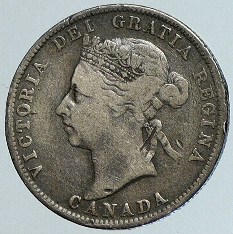 1888 CANADA UK Queen VICTORIA Authentic Antique OLD Silver 25 Cents Coin i110783