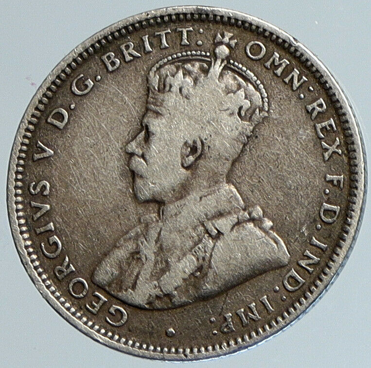 1925 AUSTRALIA UK King George V KANGAROO Genuine Silver Shilling Coin i110758