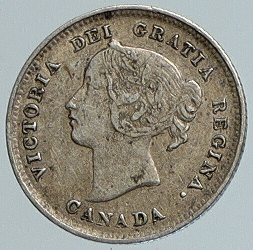 1899 CANADA UK Queen VICTORIA Vintage Antique OLD Silver 5 Cents Coin i110782