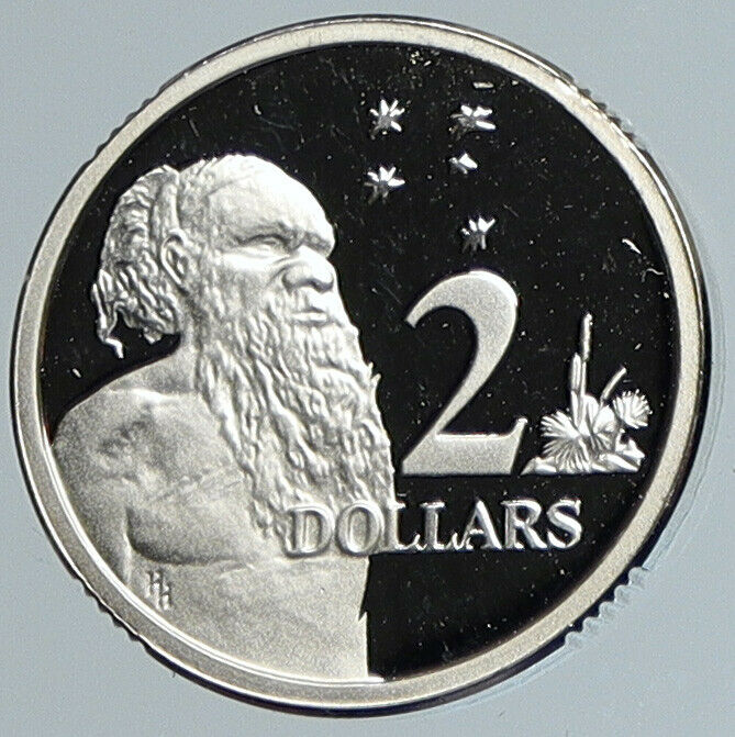 1988 AUSTRALIA Aboriginal 25 YRS of CURRENCY Proof Silver 2 Dollar Coin i110760