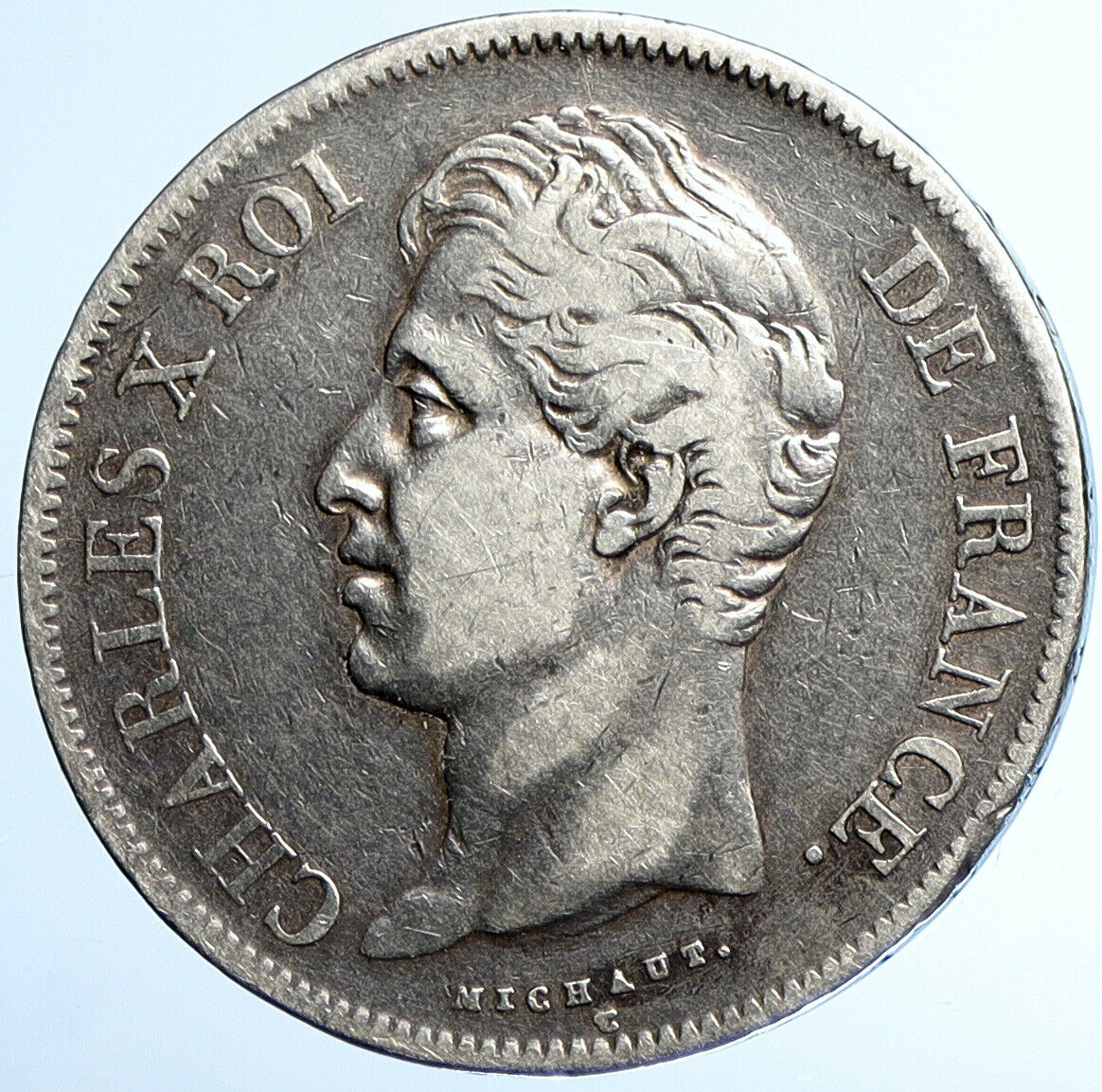 1827 B FRANCE King Charles X OLD Authentic Silver 5 Francs French Coin i110832