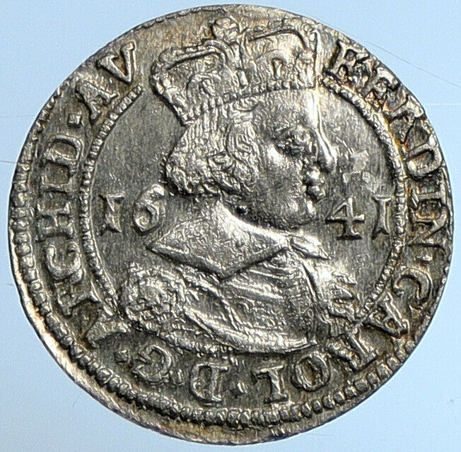 1641 AUSTRIA Duke FERDINAND CHARLES Antique Silver 3 Kreuzer Eagle Coin i110823