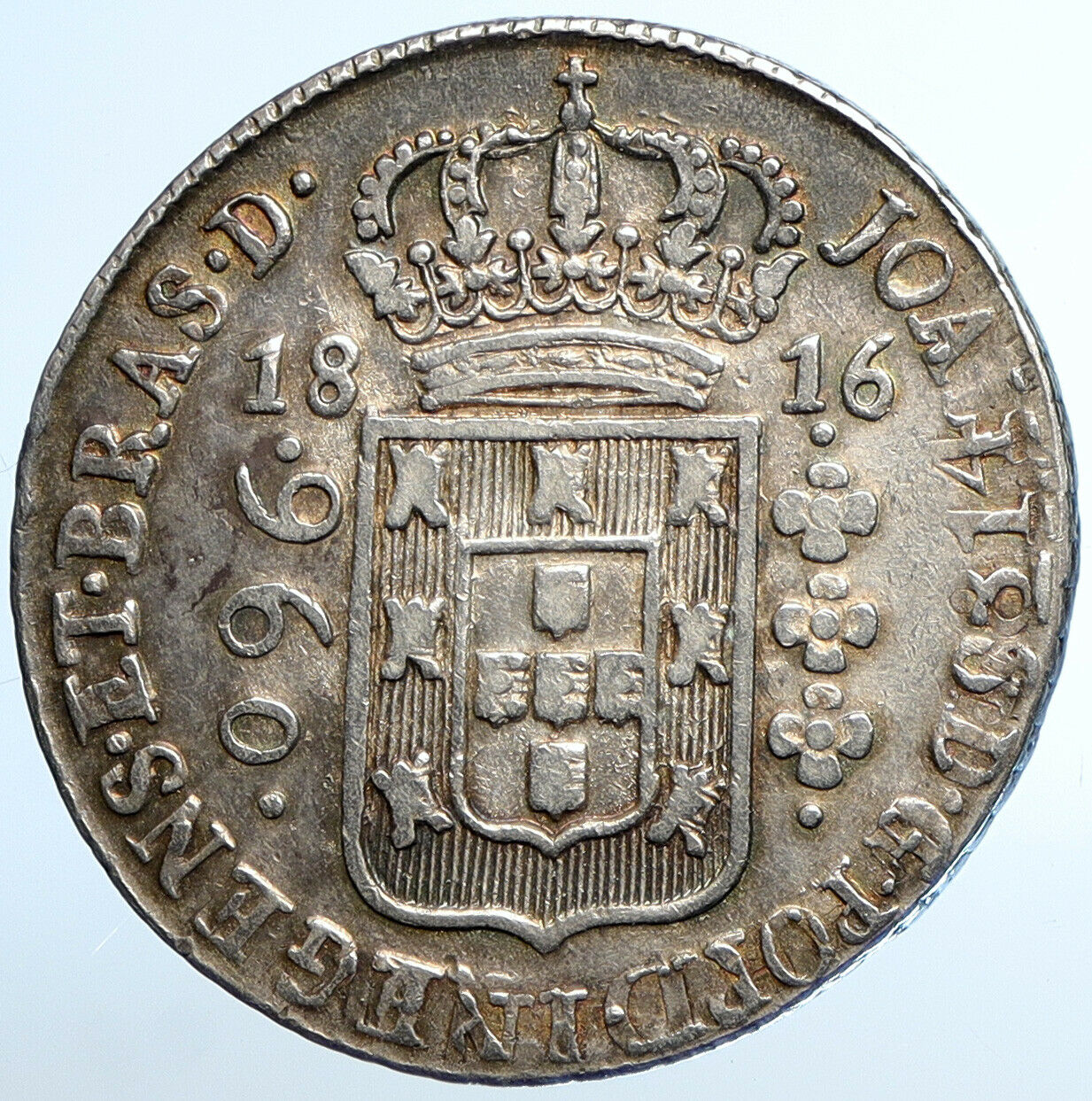 1816 BRAZIL Colonial under King JOHN VI of PORTUGAL Silver 960 Reis Coin i110820