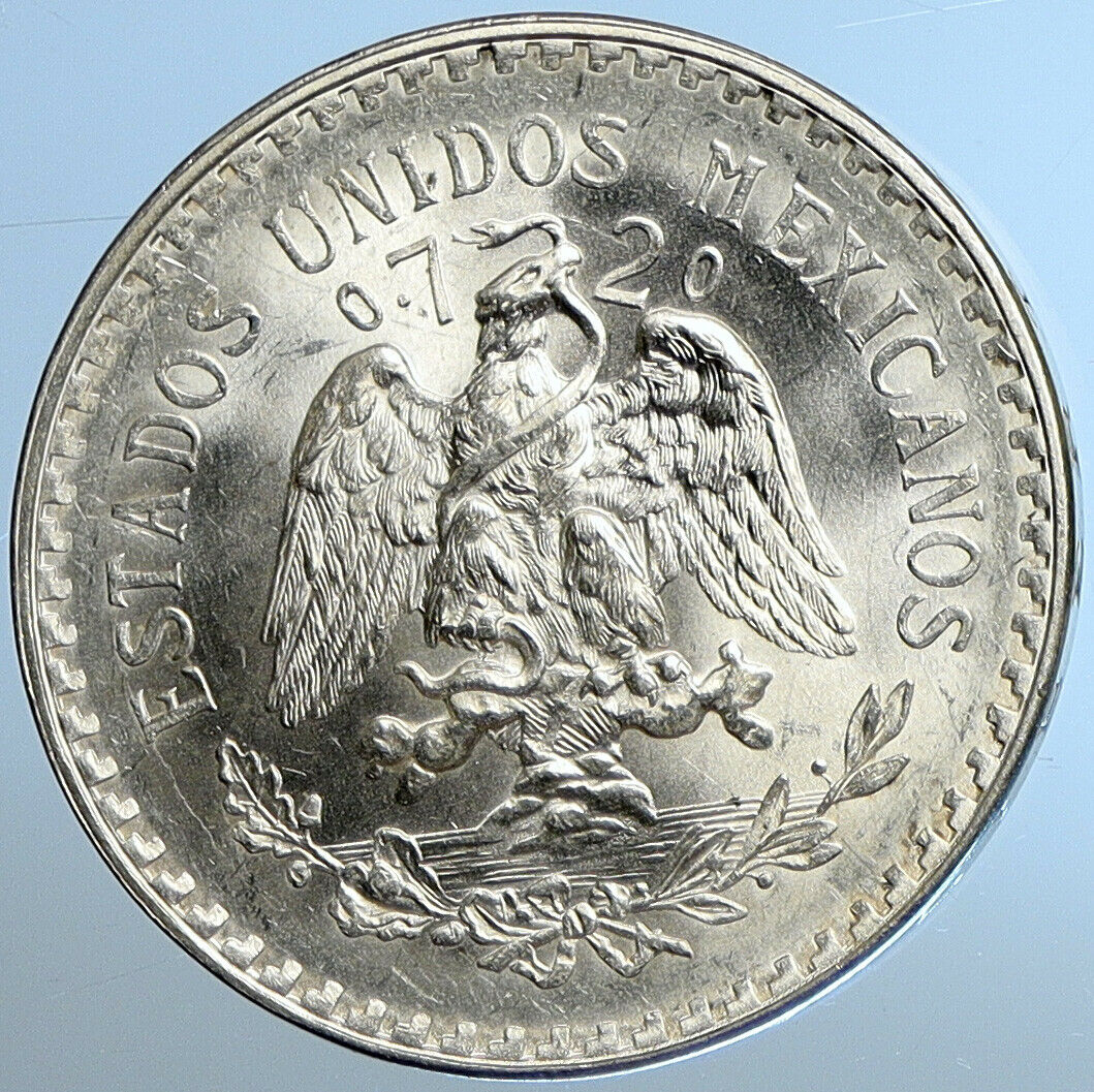 1944 Mo MEXICO Large Eagle Liberty Cap Mexican OLD Silver 1 Peso Coin i110854