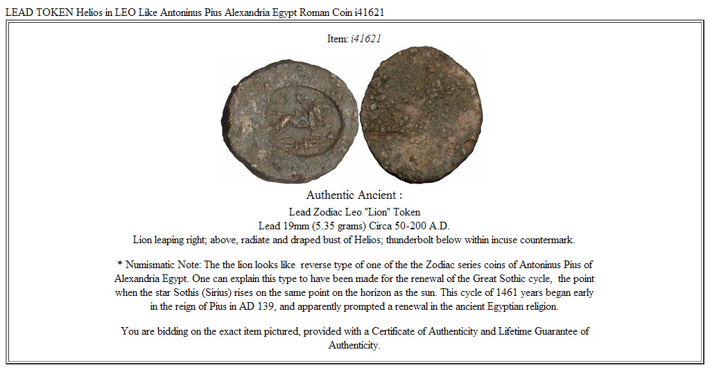 LEAD TOKEN Helios in LEO Like Antoninus Pius Alexandria Egypt Roman Coin i41621