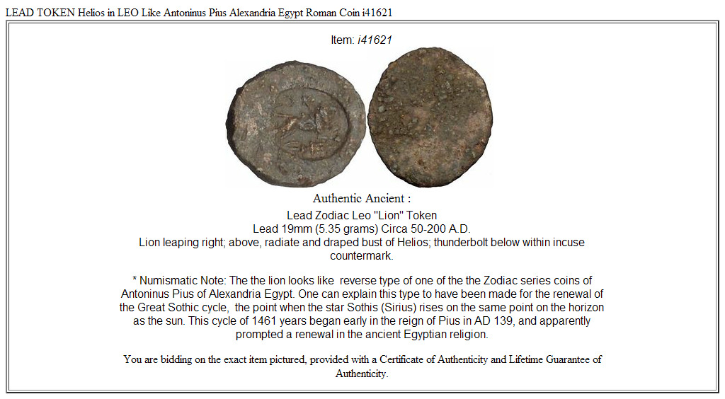 LEAD TOKEN Helios in LEO Like Antoninus Pius Alexandria Egypt Roman Coin i41621