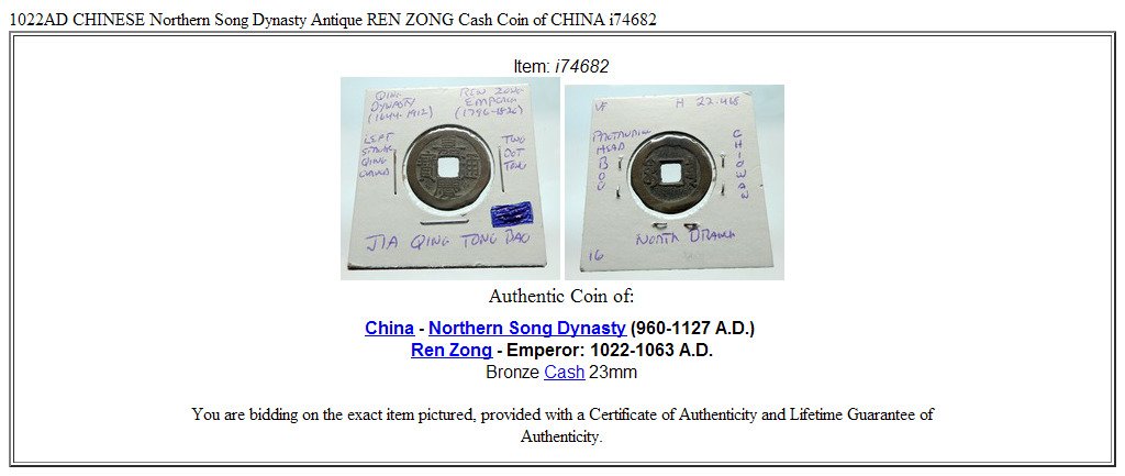 1022AD CHINESE Northern Song Dynasty Antique REN ZONG Cash Coin of CHINA i74682