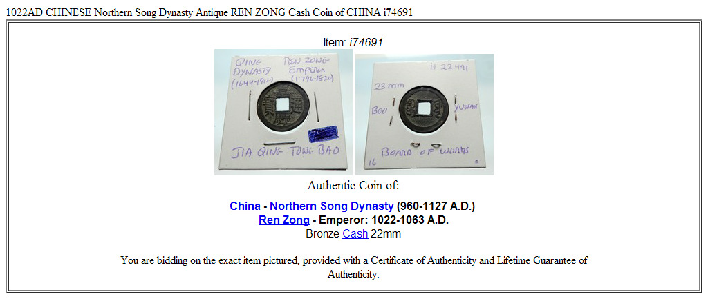 1022AD CHINESE Northern Song Dynasty Antique REN ZONG Cash Coin of CHINA i74691