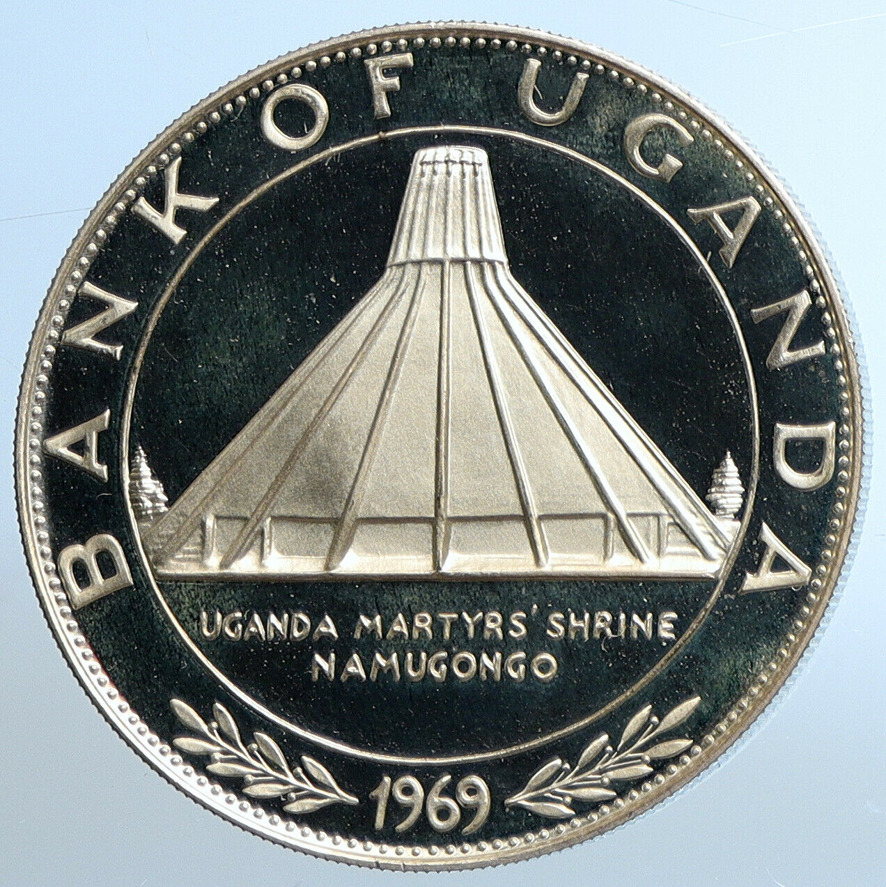 1969 UGANDA POPE Paul VI Namugongo Martyrs Shrine Proof Silver 10Sg Coin i110840