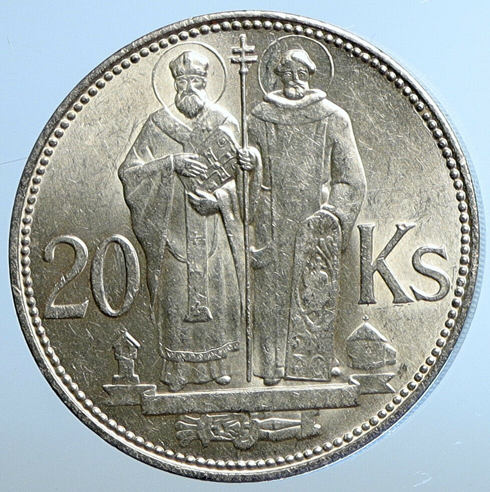 1941 SLOVAKIA SAINT CYRIL AND METHODIUS Slovakian Silver 20 Korun Coin i110847