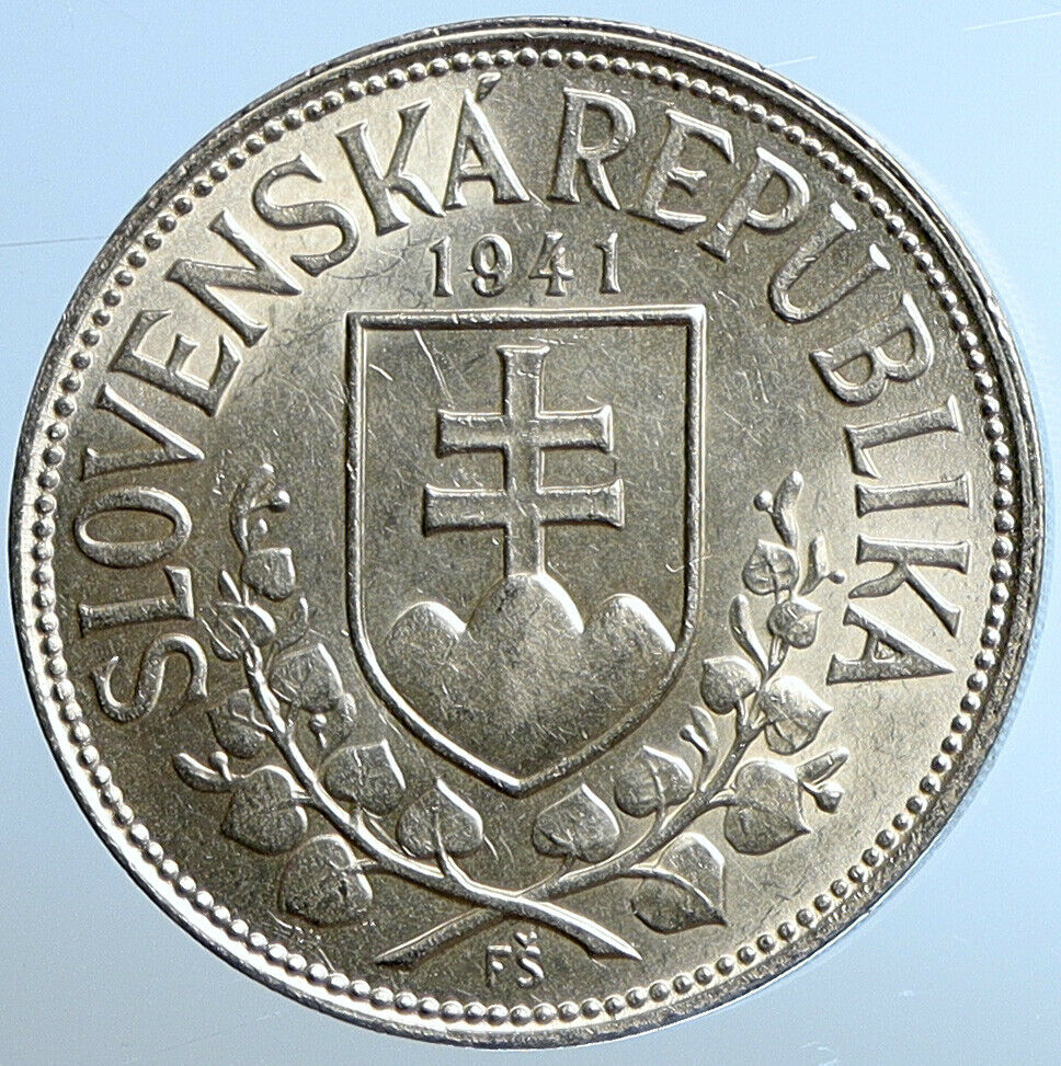 1941 SLOVAKIA SAINT CYRIL AND METHODIUS Slovakian Silver 20 Korun Coin i110847