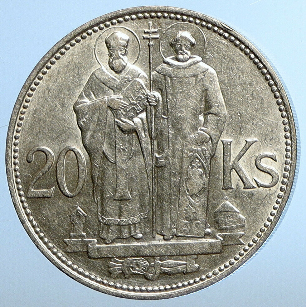 1941 SLOVAKIA SAINT CYRIL AND METHODIUS Slovakian Silver 20 Korun Coin i110891