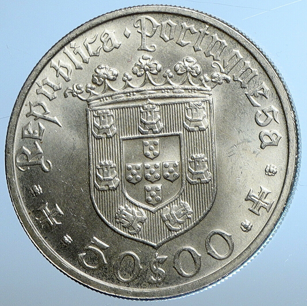 1968 PORTUGAL Silver 50 Escudos Coin w PORTUGUESE Pedro Alvares Cabral i110881