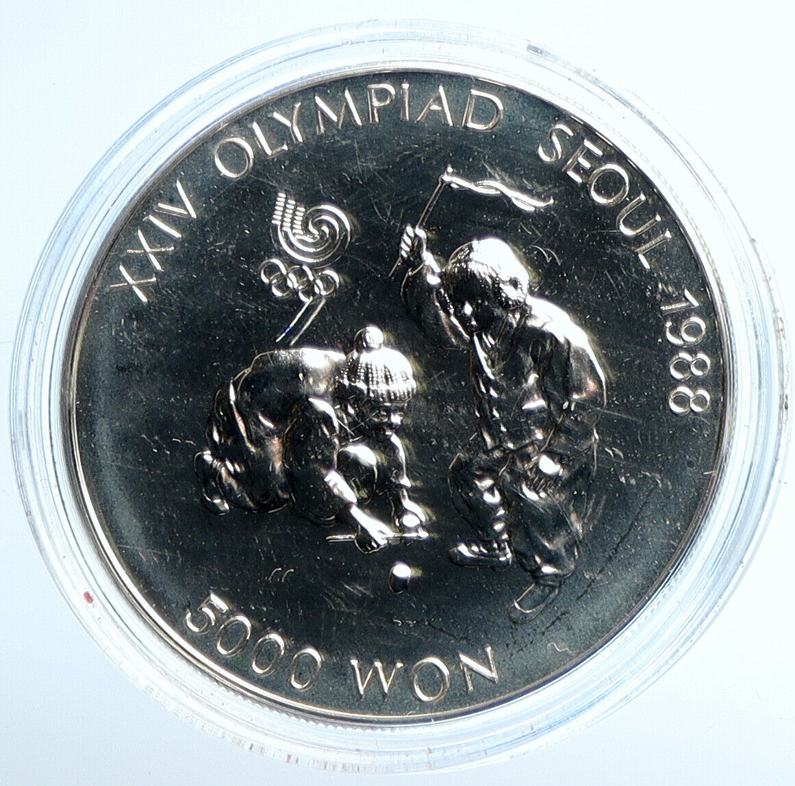 1988 SOUTH KOREA Seoul 1988 OLYMPIC GAMES Spin PFL Silver 5000 Won Coin i110871