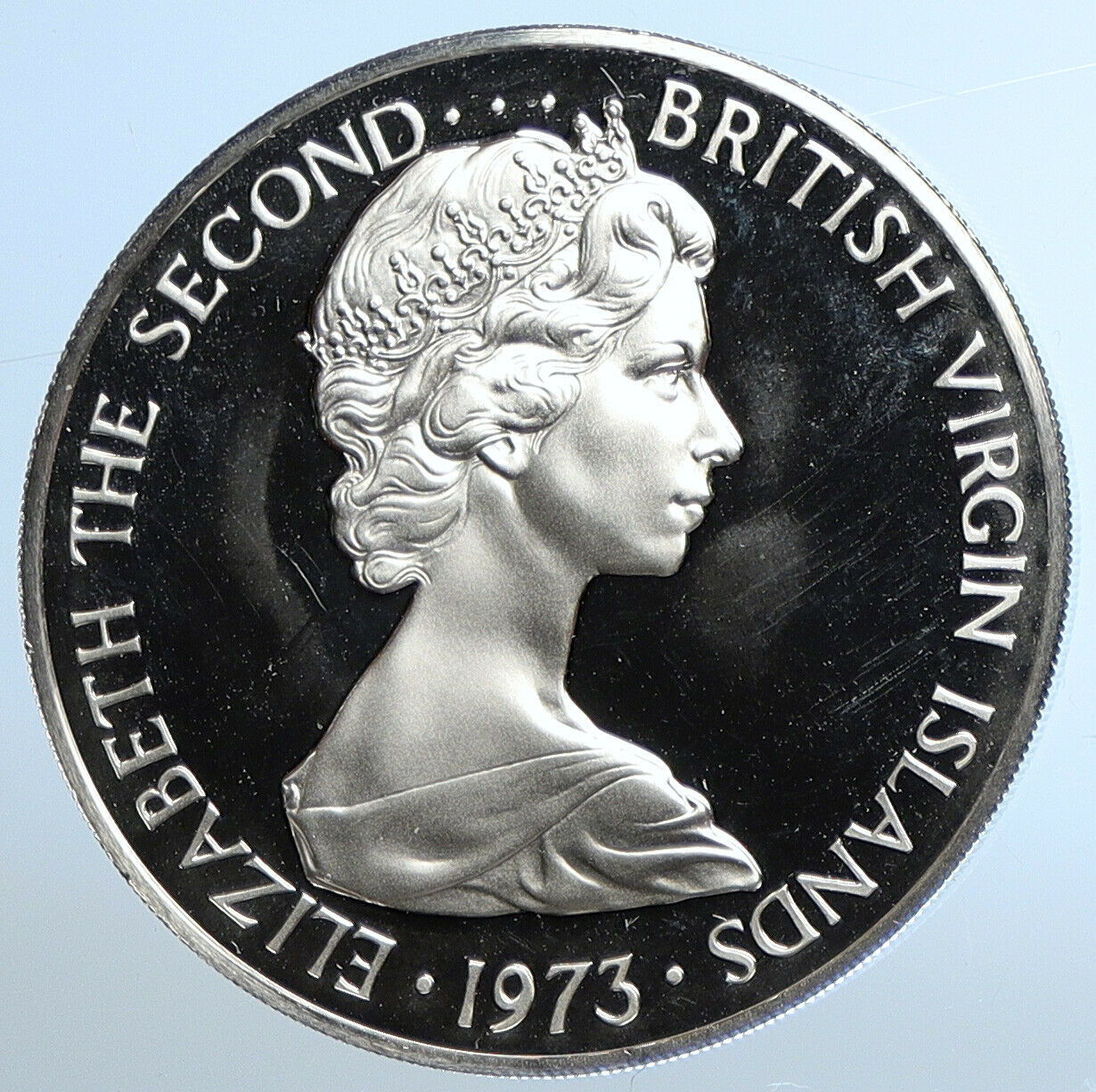 1973 British Virgin Islands UK Queen Elizabeth II BIRD Proof Silver Coin i110897