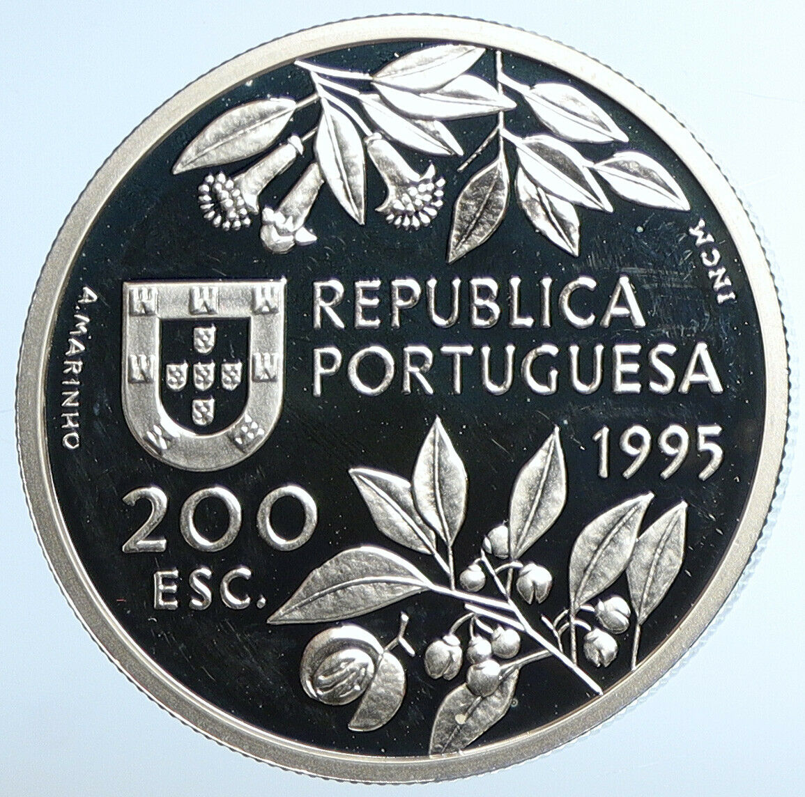 1995 PORTUGAL Discoveries MOLLUQUES Vintage Proof Silver 200 Escudo Coin i110908