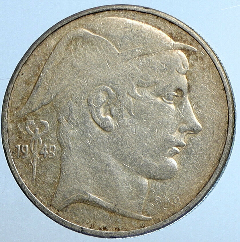 1949 BELGIUM with MERCURY Hermes VINTAGE Silver 20 Francs Belgian Coin i110904