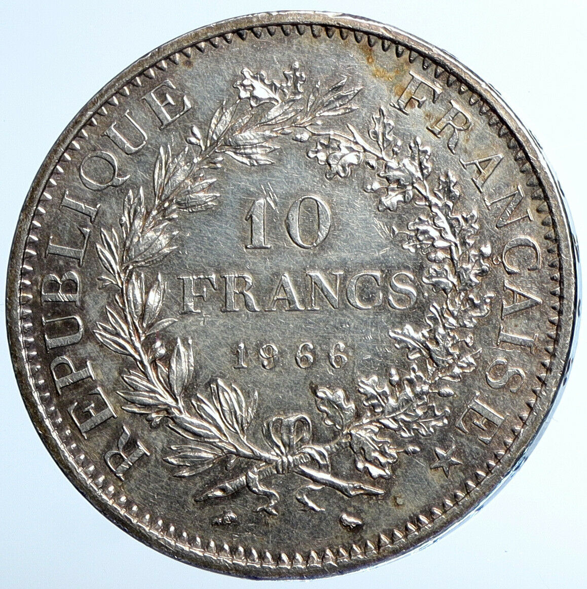 1966 FRANCE Large HERCULES Motto VINTAGE Silver 10 FRANCS French Coin i110903