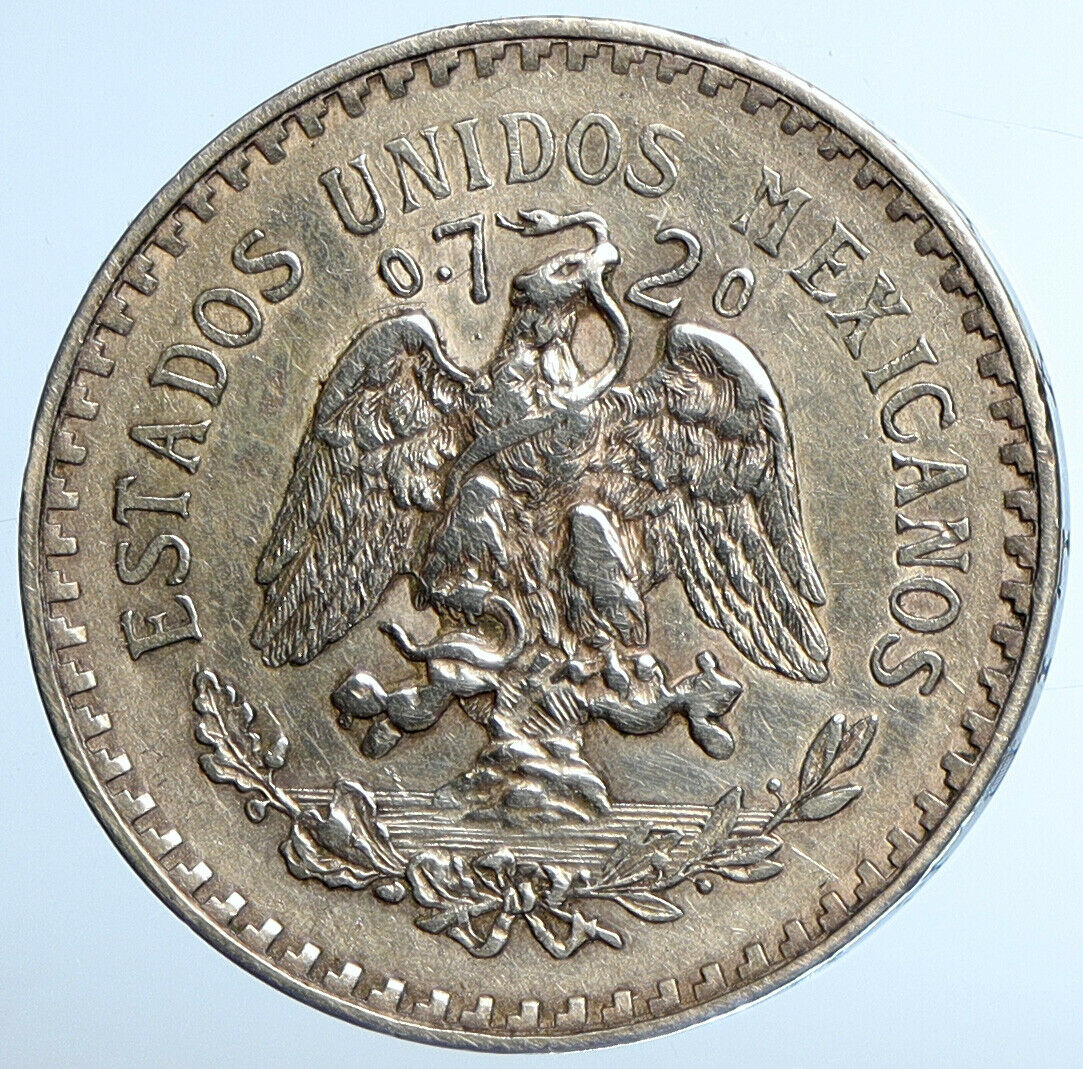 1932 M MEXICO Large Eagle Liberty Cap Mexican Antique Silver Peso Coin i110917