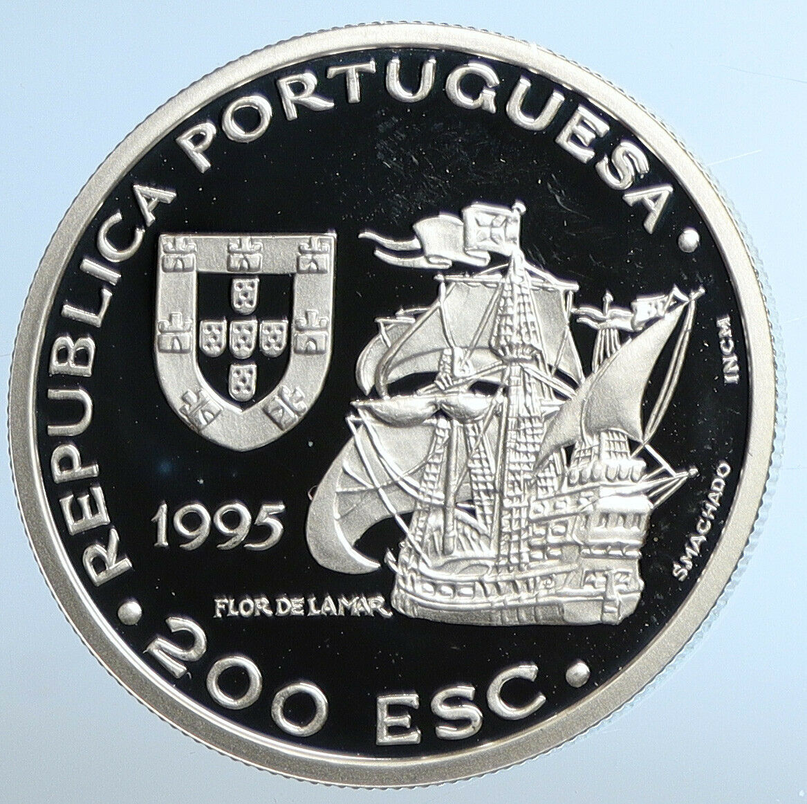 1995 PORTUGAL Discoveries MALACCA Vintage Proof Silver 200 Escudo Coin i110910