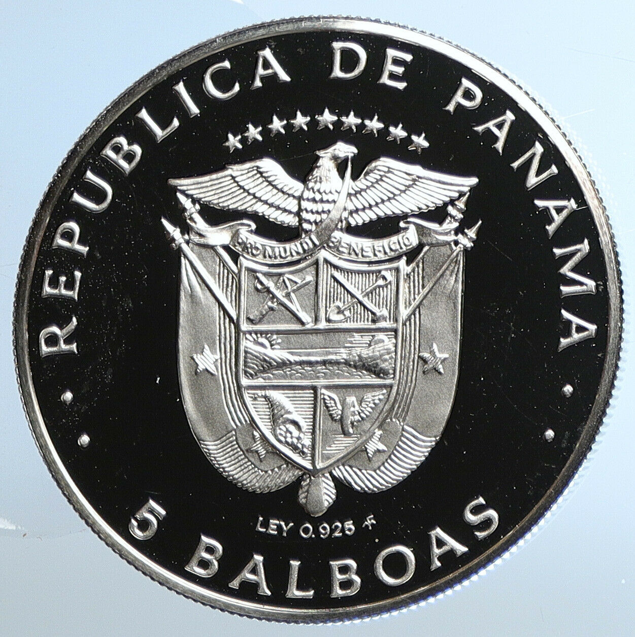 1975 PANAMA President Belisario Porras Politics PROOF SILVER 5 Balb Coin i110909