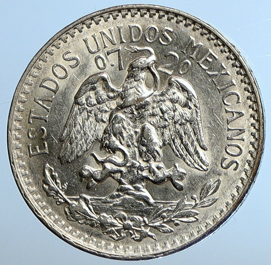 1942 M MEXICO City EAGLE CACTUS SERPENT Silver 50 Centavos Mexican Coin i110924