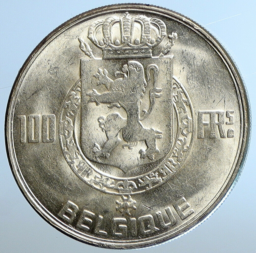 1950 BELGIUM Kings Leopold I II III & Albert I Silver 100 Francs Coin i110976