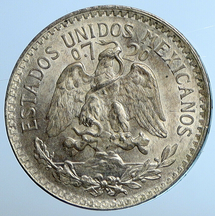 1944 M MEXICO City EAGLE CACTUS SERPENT Silver 50 Centavos Mexican Coin i110921