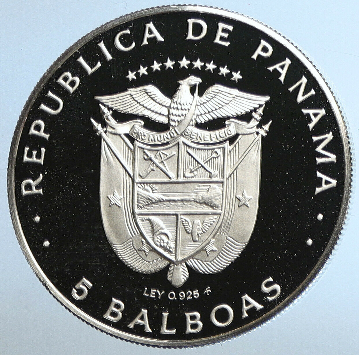 1976 PANAMA President Belisario Porras Politics PROOF SILVER 5 Bal Coin i110931