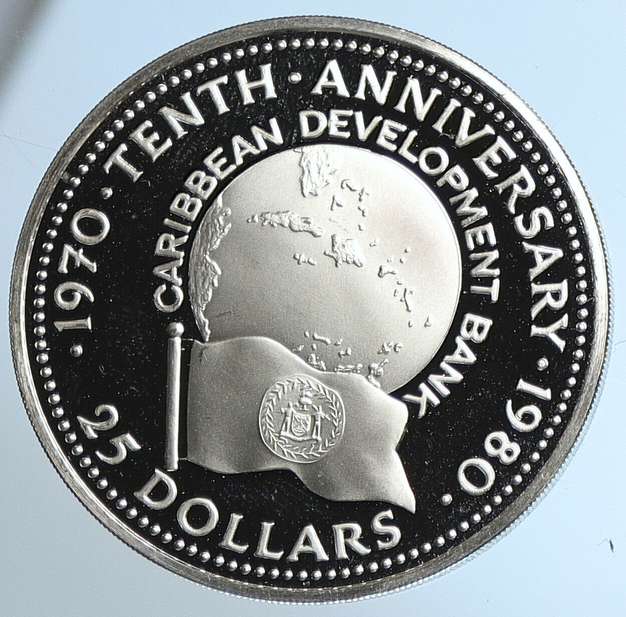 1980 BELIZE Caribbean Development Bank VINTAGE Old Proof SILVER $25 Coin i110930