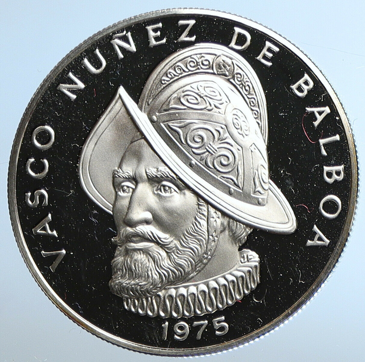 1975 PANAMA BIG Proof Silver CONQUISTADOR BALBOA Central America Coin i110929