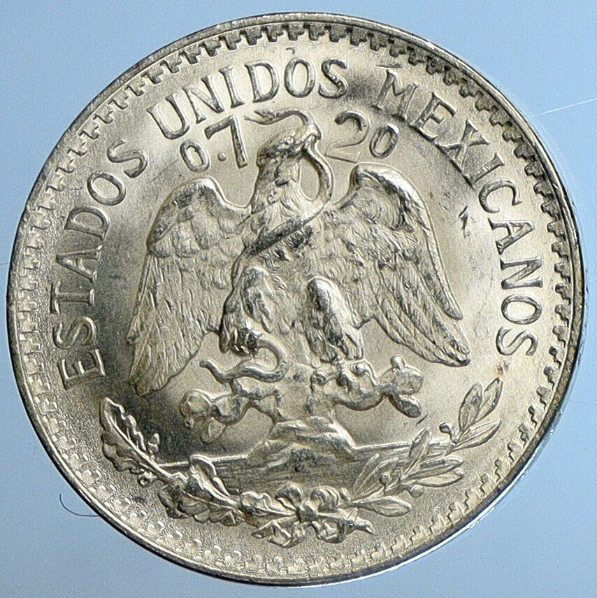 1944 M MEXICO City EAGLE CACTUS SERPENT Silver 50 Centavos Mexican Coin i110920