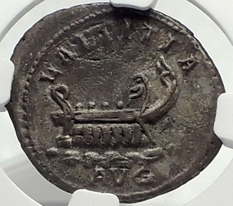 POSTUMUS 261AD Gallic Ancient Silver Roman Coin w GALLEY Cologne NGC i70403