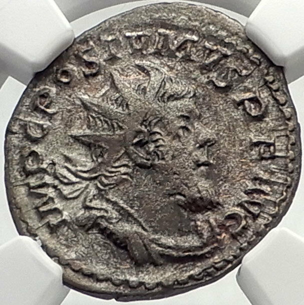 POSTUMUS 261AD Gallic Ancient Silver Roman Coin w GALLEY Cologne NGC i70403