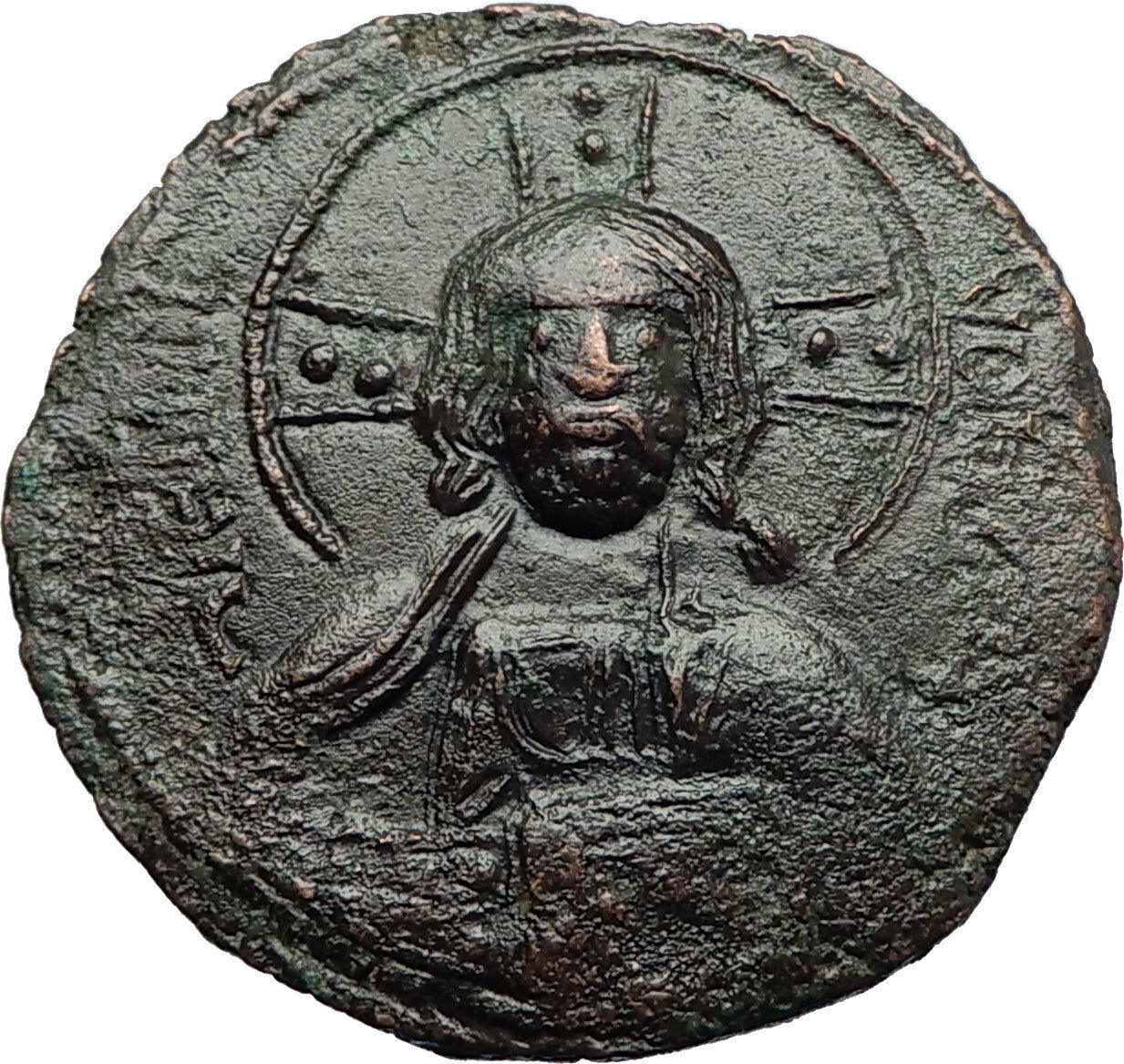 JESUS CHRIST Class A2 Anonymous Ancient 976AD Byzantine Follis Coin i70411