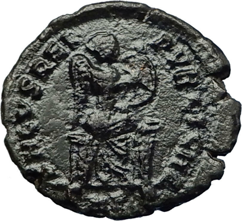 EUDOXIA Arcadius Wife 401AD Authentic Ancient Roman Coin VICTORY CHI-RHO i70717