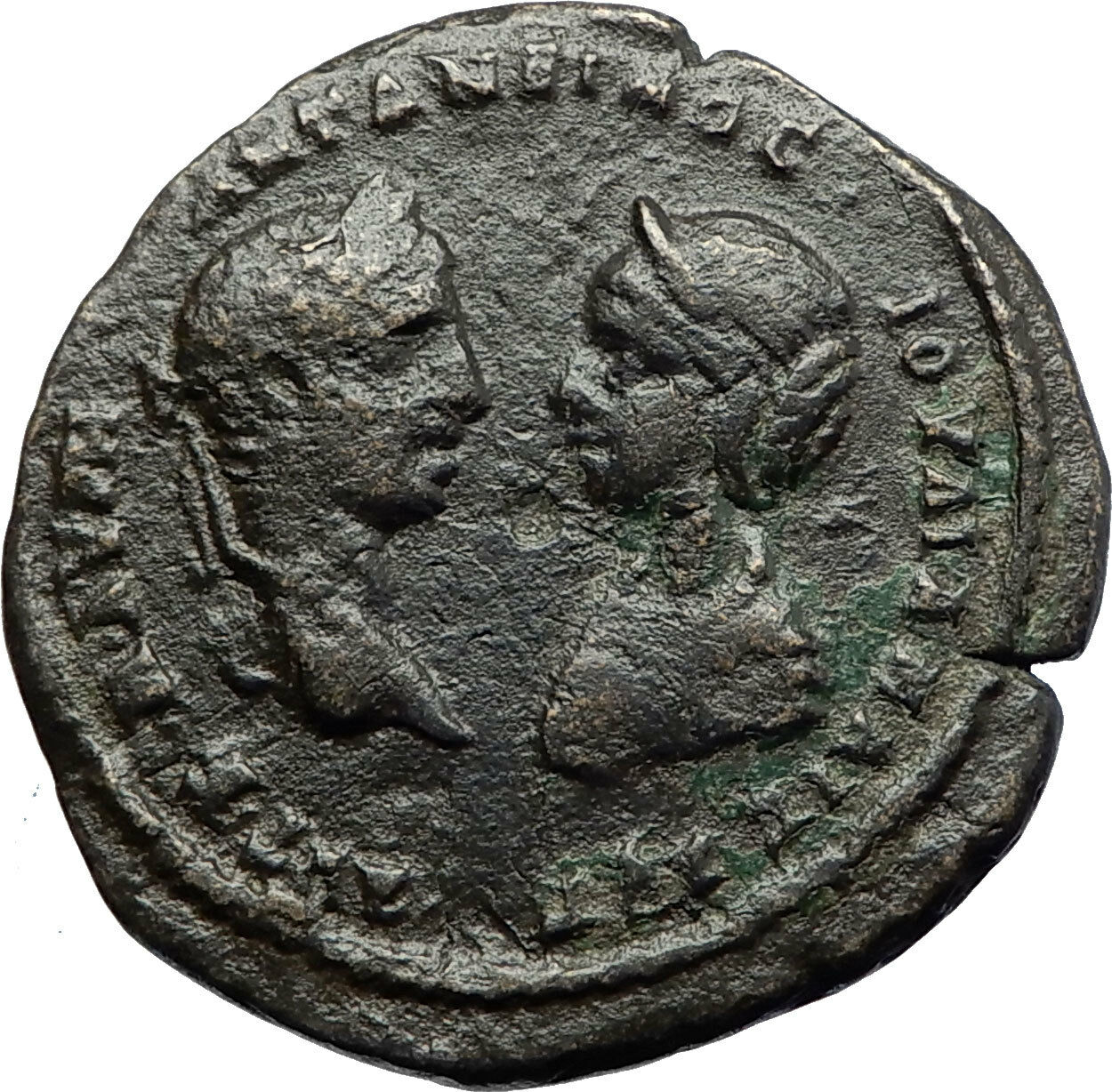 ELAGABALUS & JULIA MAESA Ancient 217AD Marcianopolis Roman Coin w HYGEIA i70791